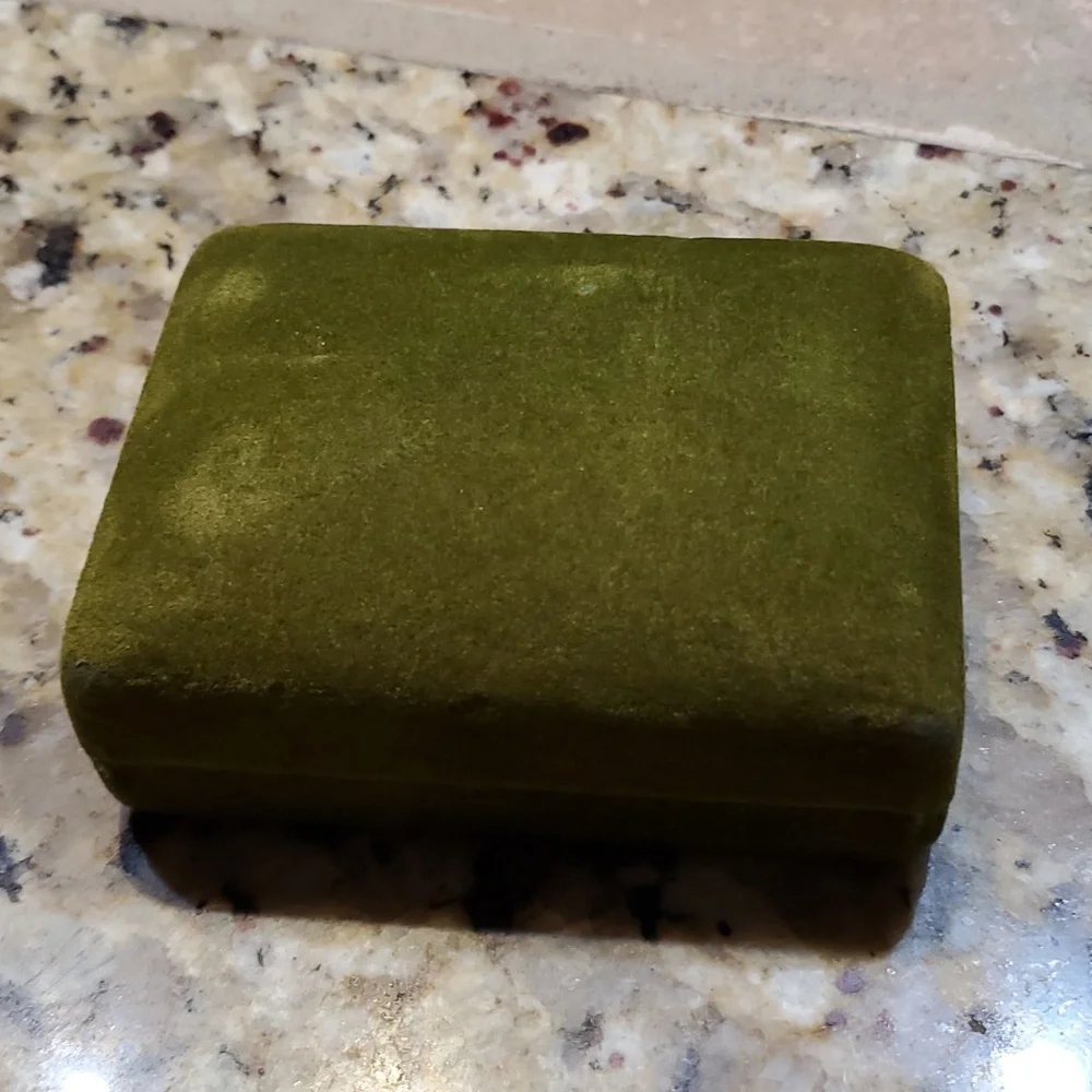 Vintage Swank Gold w Green Faux Gemstone Cufflinks in Original Green Velvet Box